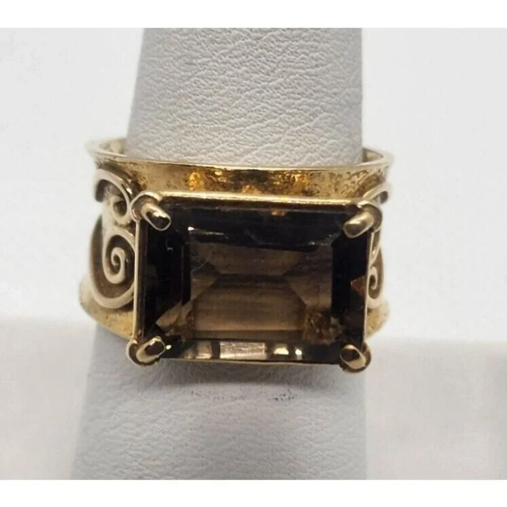 925 STERLING SILVER SMOKY QUARTZ RING SIZE 8